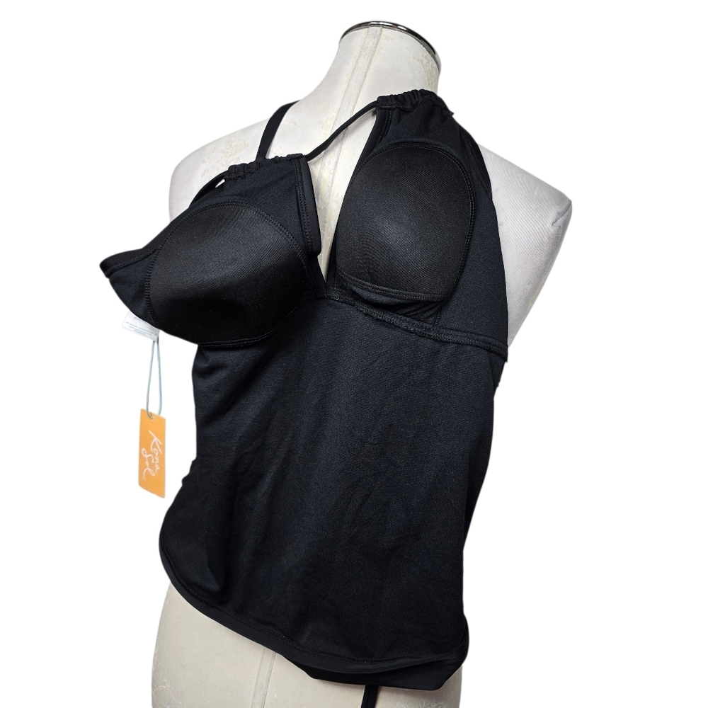 NWT Kona Sol Black Cut Out Criss Cross Tankini S - Picture 4 of 5